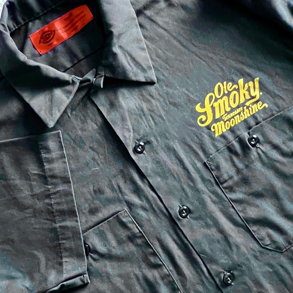 Dickies Ole Smoky Moonshine Work Shirt M Button Up Short Sleeve Graphic Souvenir